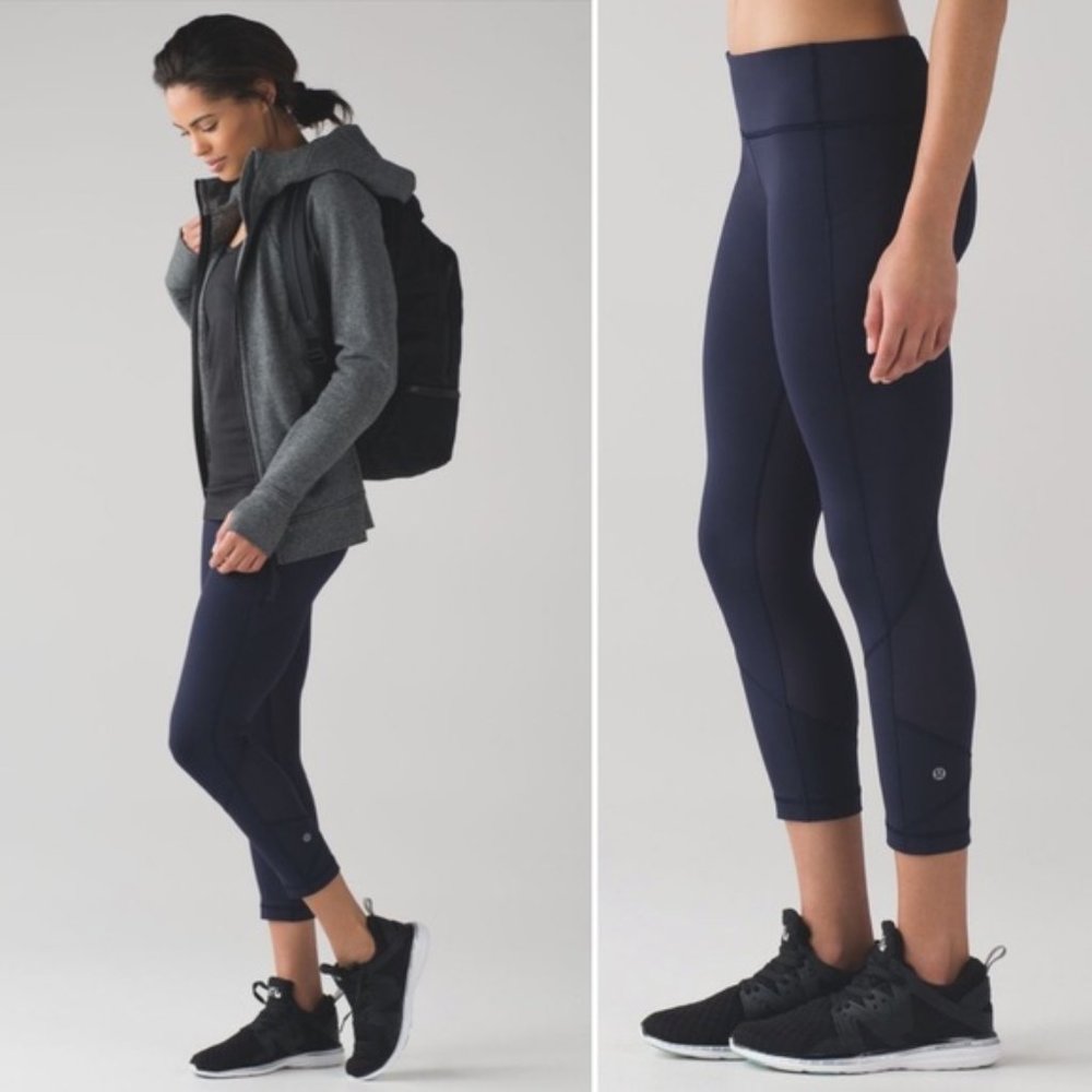 Lululemon Pace Rival Crop 22" Leggings Blue Navy Mesh